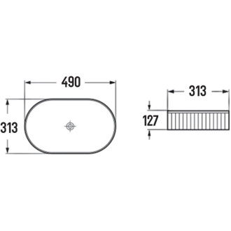 Umyvadlo Mexen Grovo s drážkou na desku 49 x 31 cm, matná černá - 22304985