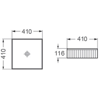 Umyvadlo Mexen Grovo s drážkou na desku 41 x 41 cm, matná černá - 22304185