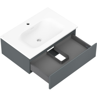 Koupelnová skříňka Mexen Orio 70 cm s umyvadlem Vela, 1 zásuvka, grafit matný/bílá matná - 91A10-07023-1-BF66-W23M01