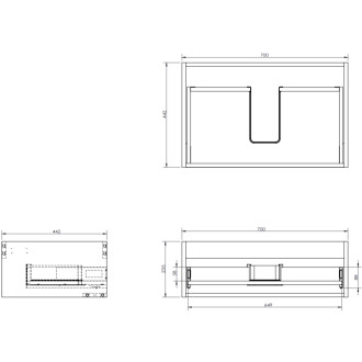 Koupelnová skříňka Mexen Orio 70 cm s umyvadlem Vela, 1 zásuvka, grafit matný/bílá matná - 91A10-07023-1-BF66-W23M01