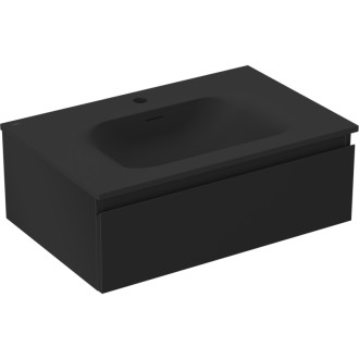 Koupelnová skříňka Mexen Orio 70 cm s umyvadlem Vela, 1 zásuvka, matná černá - 91A10-07023-1-BF71-W23M71