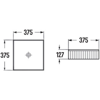 Umyvadlo Mexen Grovo s drážkou na desku 37 x 37 cm, bílé - 22303700