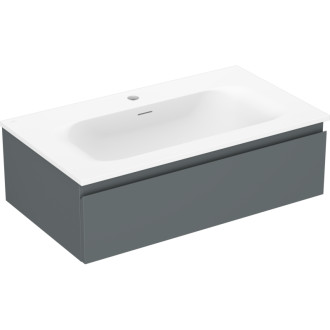 Koupelnová skříňka Mexen Orio 80 cm s umyvadlem Vela, 1 zásuvka, matný grafit/matná bílá - 91A10-08023-1-BF66-W23M01