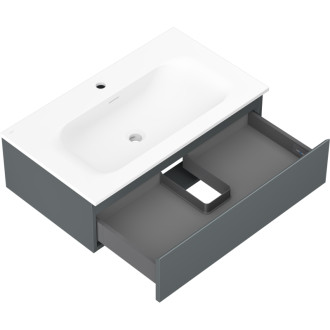 Koupelnová skříňka Mexen Orio 80 cm s umyvadlem Vela, 1 zásuvka, matný grafit/matná bílá - 91A10-08023-1-BF66-W23M01