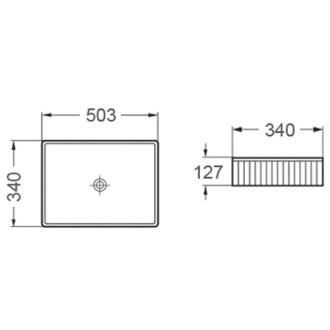 Umyvadlo Mexen Grovo s drážkou na desku 50 x 34 cm, matná černá - 22305085