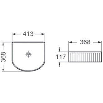 Umyvadlo Mexen Grovo s drážkou na desku 41 x 36 cm, matná černá - 22304285
