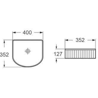 Umyvadlo Mexen Grovo na desku, drážkované, 40 x 35 cm, bílé - 22304000