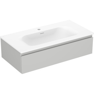 Koupelnová skříňka Mexen Orio 90 cm s umyvadlem Vela, 1 zásuvka, matná šedá/matná bílá - 91A10-09023-1-BF62-W23M01