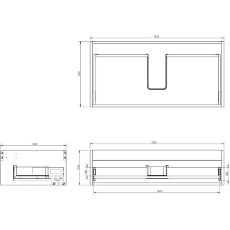 Koupelnová skříňka Mexen Orio 90 cm s umyvadlem Vela, 1 zásuvka, matná šedá/matná bílá - 91A10-09023-1-BF62-W23M01