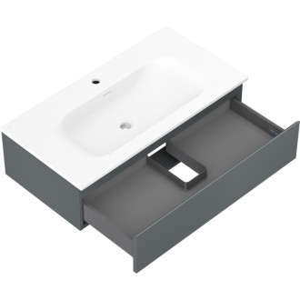 Koupelnová skříňka Mexen Orio 90 cm s umyvadlem Vela, 1 zásuvka, matný grafit/matná bílá - 91A10-09023-1-BF66-W23M01