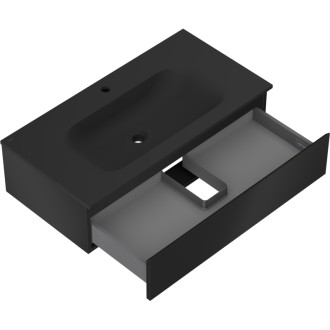 Koupelnová skříňka Mexen Orio 90 cm s umyvadlem Vela, 1 zásuvka, matná černá - 91A10-09023-1-BF71-W23M71