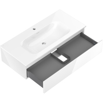 Koupelnová skříňka Mexen Orio 100 cm s umyvadlem Vela, 1 zásuvka, lesklá bílá - 91A10-10023-1-BF00-W23M00