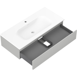 Koupelnová skříňka Mexen Orio 100 cm s umyvadlem Vela, 1 zásuvka, matně šedá/matně bílá - 91A10-10023-1-BF62-W23M01