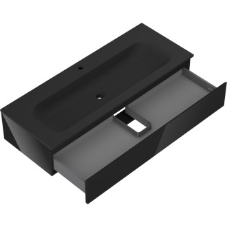 Mexen Orio szafka łazienkowa 120 cm z umywalką Vela, 1 szuflada, czarna połysk/czarna mat - 91A10-12023-1-BF70-W23M71