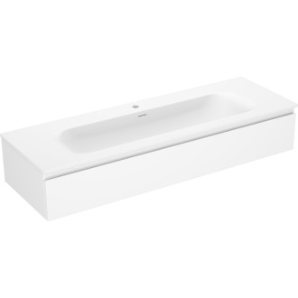 Koupelnová skříňka Mexen Orio 140 cm s umyvadlem Vela, 1 zásuvka, matná bílá - 91A10-14023-1-BF01-W23M01