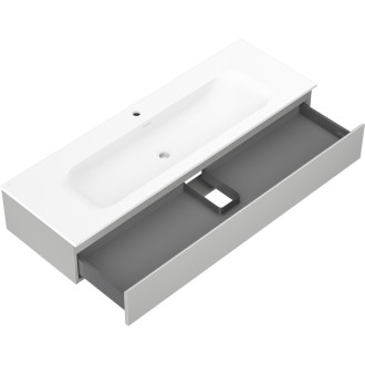 Koupelnová skříňka Mexen Orio 140 cm s umyvadlem Vela, 1 zásuvka, matná šedá/matná bílá - 91A10-14023-1-BF62-W23M01