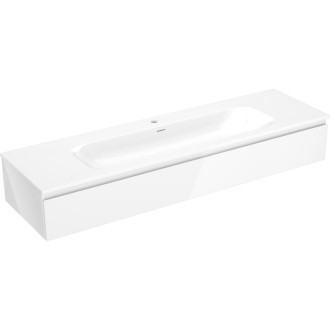 Koupelnová skříňka Mexen Orio 160 cm s umyvadlem Vela, 1 zásuvka, lesklá bílá - 91A10-16023-1-BF00-W23M00