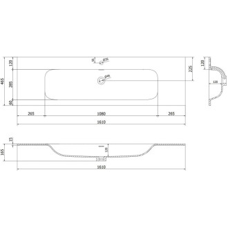 Koupelnová skříňka Mexen Orio 160 cm s umyvadlem Vela, 1 zásuvka, matná bílá - 91A10-16023-1-BF01-W23M01
