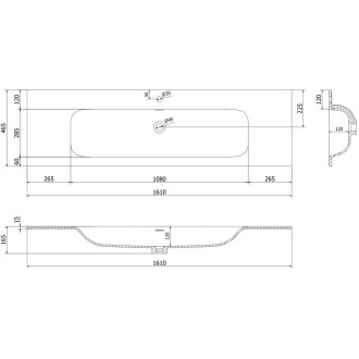 Koupelnová skříňka Mexen Orio 160 cm s umyvadlem Vela, 1 zásuvka, matná šedá/matná bílá - 91A10-16023-1-BF62-W23M01
