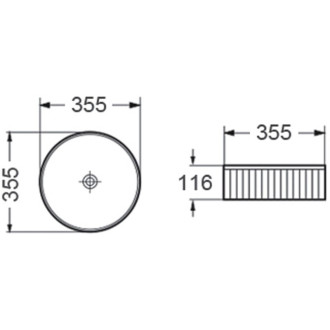 Umyvadlo Mexen Grovo s drážkou na desku 35 x 35 cm, bílé - 22303500