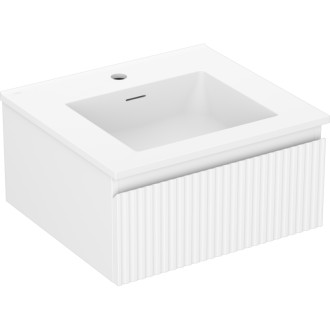 Koupelnová skříňka Mexen Rivel 50 cm s umyvadlem Otis, 1 zásuvka, drážkovaná, matná bílá - 91A20-05023-1-BF01-W18M01