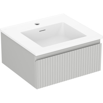 Koupelnová skříňka Mexen Rivel 50 cm s umyvadlem Otis, 1 zásuvka, drážkovaná, matně šedá/matně bílá - 91A20-05023-1-BF62-W18M01