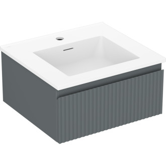 Koupelnová skříňka Mexen Rivel 50 cm s umyvadlem Otis, 1 zásuvka, drážkovaná, grafit matný/bílá matná - 91A20-05023-1-BF66-W18M01