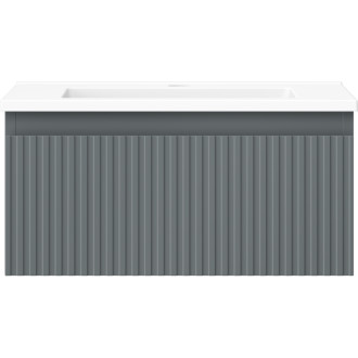 Koupelnová skříňka Mexen Rivel 50 cm s umyvadlem Otis, 1 zásuvka, drážkovaná, grafit matný/bílá matná - 91A20-05023-1-BF66-W18M01