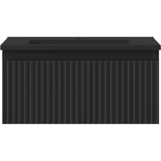 Mexen Rivel szafka łazienkowa 50 cm z umywalką Otis, 1 szuflada, ryflowana , czarna mat - 91A20-05023-1-BF71-W18M71