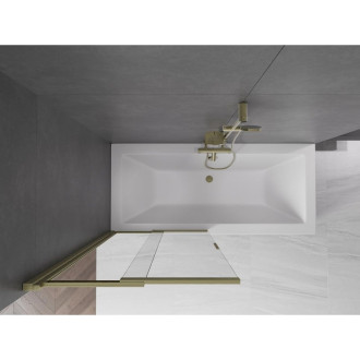 Mexen Fox posuvná vanová zástěna se 2 křídly 85 x 150 cm, průhledná, kartáčované zlato - 891-085-002-55-00