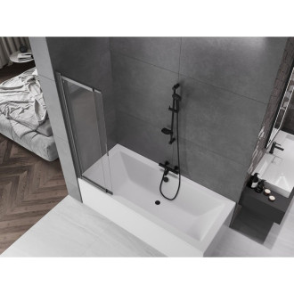 Mexen Fox 2dílná posuvná vanová zástěna 85 x 150 cm, průhledná, kartáčovaná pistolově šedá - 891-085-002-66-00