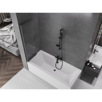 Mexen Fox 2dílná posuvná vanová zástěna 85 x 150 cm, průhledná, kartáčovaná pistolově šedá - 891-085-002-66-00