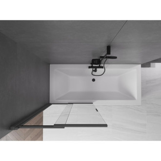 Mexen Fox 2dílná posuvná vanová zástěna 85 x 150 cm, průhledná, kartáčovaná pistolově šedá - 891-085-002-66-00