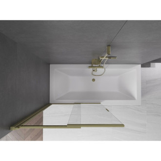 Mexen Fox posuvná vanová zástěna se 2 křídly 100 x 150 cm, průhledná, kartáčované zlato - 891-100-002-55-00