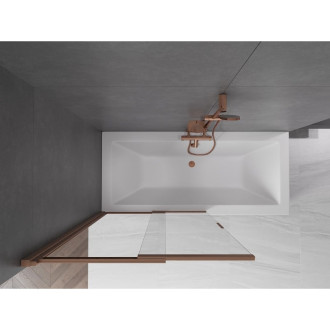 Mexen Fox posuvná vanová zástěna se 2 křídly 100 x 150 cm, průhledná, kartáčovaná měď - 891-100-002-65-00