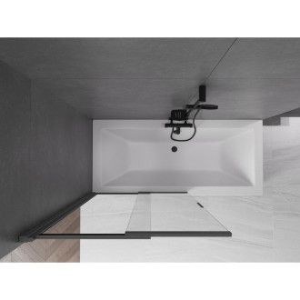 Mexen Fox 2dílná posuvná vanová zástěna 100 x 150 cm, průhledná, kartáčovaná pistolově šedá - 891-100-002-66-00