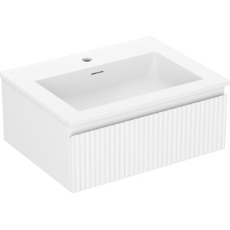 Koupelnová skříňka Mexen Rivel 60 cm s umyvadlem Otis, 1 zásuvka, drážkovaná, matná bílá - 91A20-06023-1-BF01-W18M01