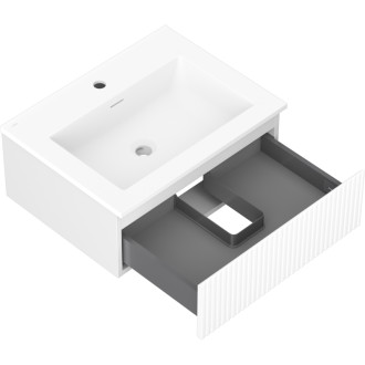 Koupelnová skříňka Mexen Rivel 60 cm s umyvadlem Otis, 1 zásuvka, drážkovaná, matná bílá - 91A20-06023-1-BF01-W18M01