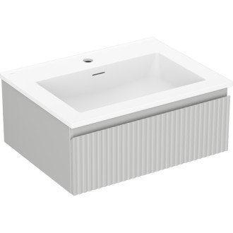 Koupelnová skříňka Mexen Rivel 60 cm s umyvadlem Otis, 1 zásuvka, drážkovaná, matně šedá/matně bílá - 91A20-06023-1-BF62-W18M01