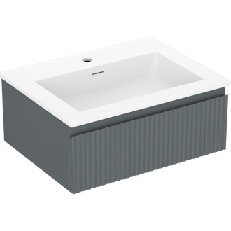 Koupelnová skříňka Mexen Rivel 60 cm s umyvadlem Otis, 1 zásuvka, drážkovaná, grafit matný/bílá matná - 91A20-06023-1-BF66-W18M01