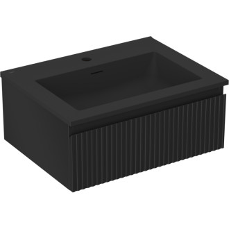 Koupelnová skříňka Mexen Rivel 60 cm s umyvadlem Otis, 1 zásuvka, drážkovaná, matná černá - 91A20-06023-1-BF71-W18M71