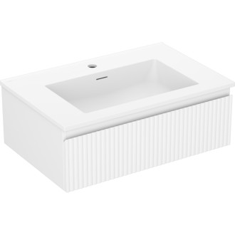 Koupelnová skříňka Mexen Rivel 70 cm s umyvadlem Otis, 1 zásuvka, drážkovaná, matná bílá - 91A20-07023-1-BF01-W18M01