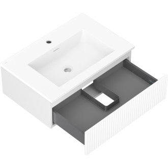 Koupelnová skříňka Mexen Rivel 70 cm s umyvadlem Otis, 1 zásuvka, drážkovaná, matná bílá - 91A20-07023-1-BF01-W18M01