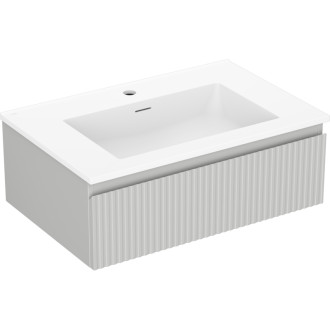 Koupelnová skříňka Mexen Rivel 70 cm s umyvadlem Otis, 1 zásuvka, drážkovaná, matně šedá/matně bílá - 91A20-07023-1-BF62-W18M01