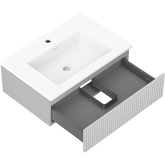 Koupelnová skříňka Mexen Rivel 70 cm s umyvadlem Otis, 1 zásuvka, drážkovaná, matně šedá/matně bílá - 91A20-07023-1-BF62-W18M01