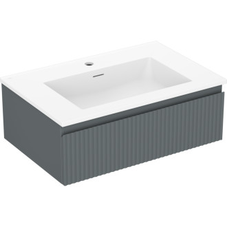 Koupelnová skříňka Mexen Rivel 70 cm s umyvadlem Otis, 1 zásuvka, drážkovaná, grafit matný/bílá matná - 91A20-07023-1-BF66-W18M01