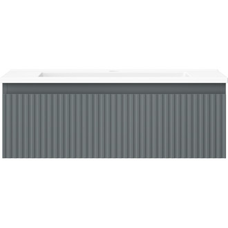 Koupelnová skříňka Mexen Rivel 70 cm s umyvadlem Otis, 1 zásuvka, drážkovaná, grafit matný/bílá matná - 91A20-07023-1-BF66-W18M01