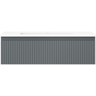 Koupelnová skříňka Mexen Rivel 80 cm s umyvadlem Otis, 1 zásuvka, drážkovaná, grafit matný/bílá matná - 91A20-08023-1-BF66-W18M01