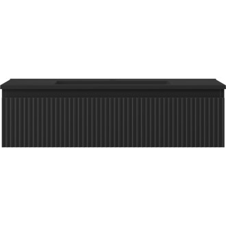 Koupelnová skříňka Mexen Rivel 90 cm s umyvadlem Otis, 1 zásuvka, drážkovaná, matná černá - 91A20-09023-1-BF71-W18M71
