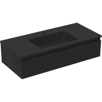 Koupelnová skříňka Mexen Rivel 100 cm s umyvadlem Otis, 1 zásuvka, drážkovaná, matná černá - 91A20-10023-1-BF71-W18M71